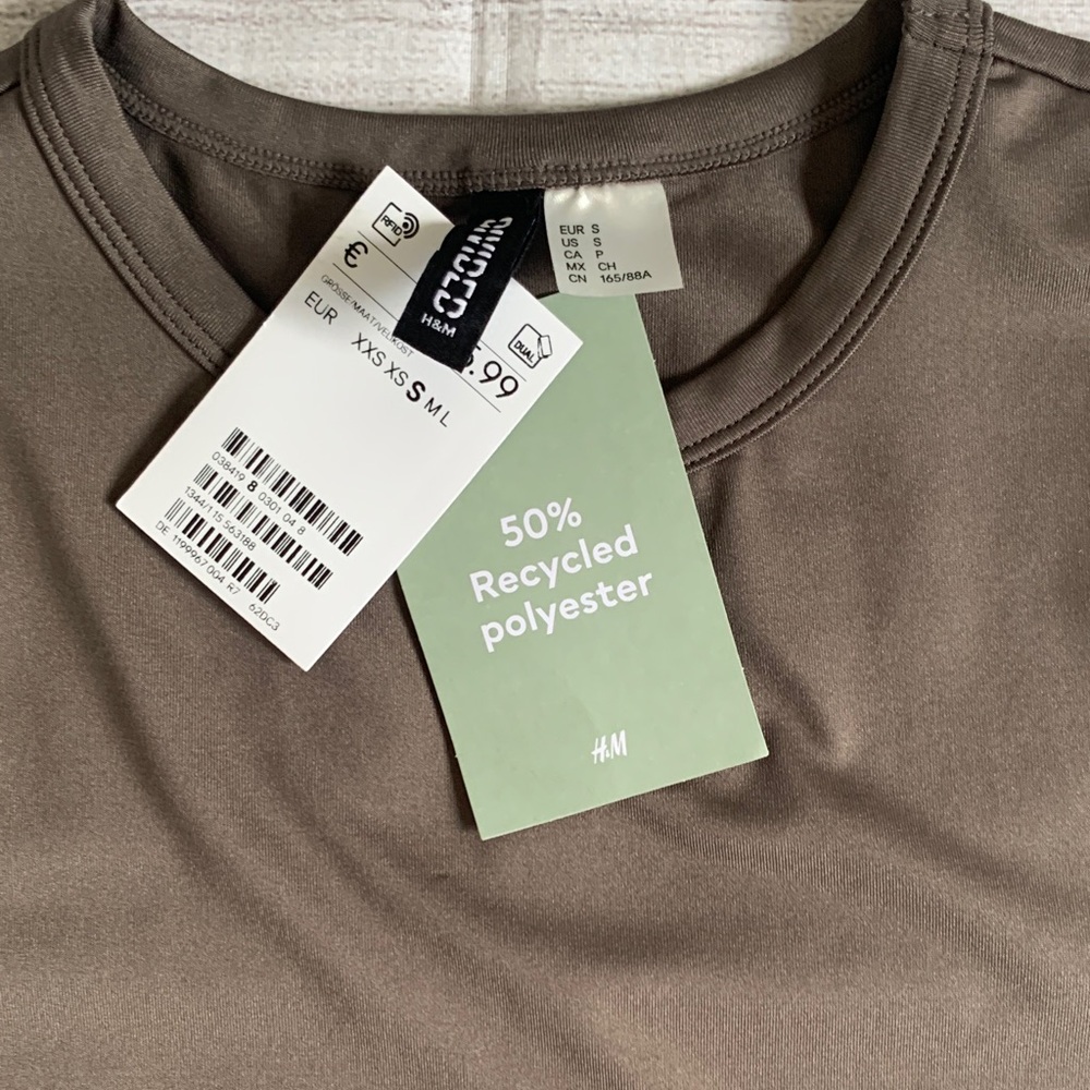 H&M Taupe Brown Short Sleeve T-Shirt Dress NWT - Picture 2 of 8